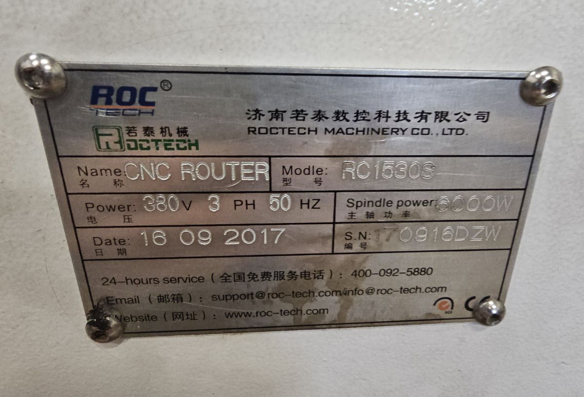 CNC-router RC1530S 2017 inkl. rundbord og vakuumpumpe RocTech